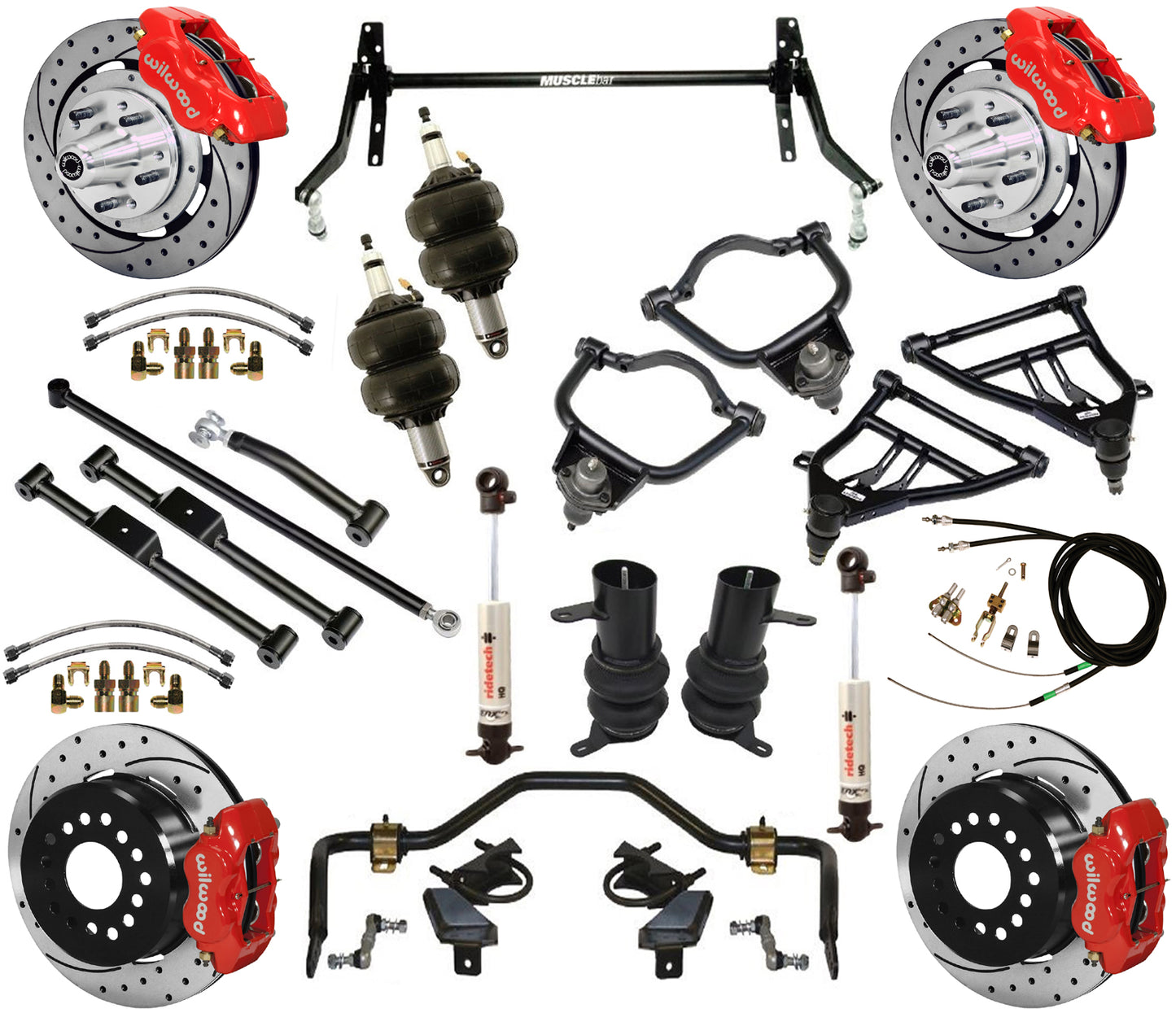 AIR SUSPENSION KIT,WIL 12" BRAKES,DRILLED,RED