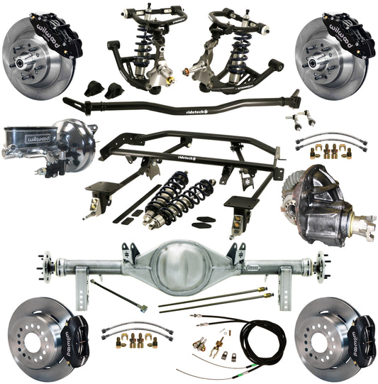COILOVER & 4-LINK SYSTEM,CURRIE REAR END,WILWOOD 13"/12" BRAKES,BLACK,67-69 GM F