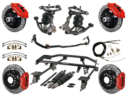 AIR RIDE & 4-LINK SYSTEM,WILWOOD 13"/12" DRILLED BRAKES,RED CALIPERS,67-69 F-