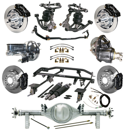 AIR RIDE & 4-LINK SYSTEM,CURRIE REAR END,WILWOOD 12" BRAKES,BLACK,67-69 GM F