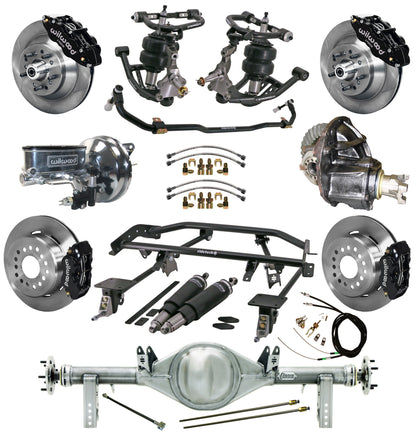 AIR RIDE & 4-LINK SYSTEM,CURRIE REAR END,WILWOOD 13"/12" BRAKES,BLACK,67-69 GM F