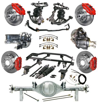 AIR RIDE & 4-LINK SYSTEM,CURRIE REAR END,WILWOOD 13"/12" BRAKES,RED,67-69 GM F