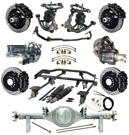 AIR RIDE & 4-LINK SYSTEM,CURRIE REAR END,WILWOOD 13" DRILLED BRAKES,BLACK,67-69