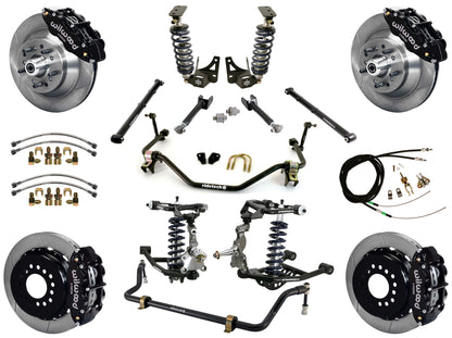 COILOVER SYSTEM,ARMS,BARS,WILWOOD 13" BRAKES,BLACK CALIPERS,64-67 GM A-BODY