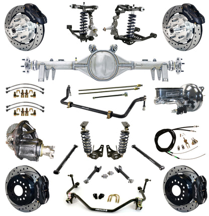 COILOVER SYSTEM,ARMS,BARS,CURRIE REAR END,WILWOOD 12" BRAKES,BLACK,64-67 GM A-