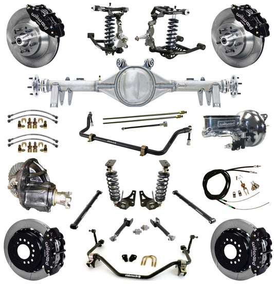 COILOVER SYSTEM,ARMS,BARS,CURRIE REAR END,WILWOOD 13" BRAKES,BLACK,64-67 GM A-