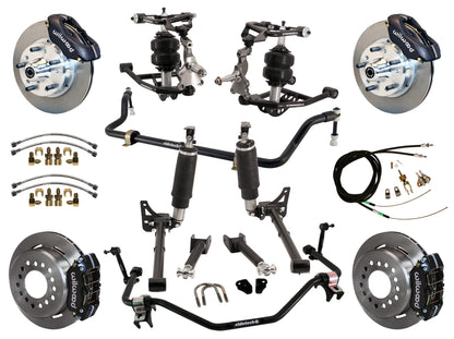 AIR RIDE SYSTEM,ARMS,BARS,WILWOOD 11" BRAKES,BLACK CALIPERS,64-67 GM A-BODY