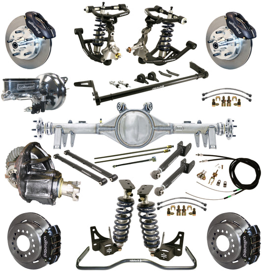 COILOVER SYSTEM,ARMS,BARS,CURRIE REAR END,WILWOOD 11" BRAKES,BLACK,68-72 GM A-