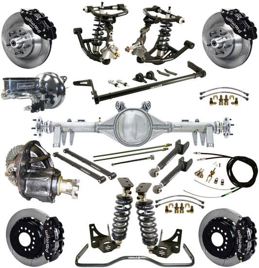 COILOVER SYSTEM,ARMS,BARS,CURRIE REAR END,WILWOOD 13" BRAKES,BLACK,68-72 GM A-