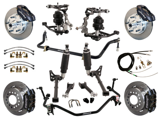 AIR RIDE SYSTEM,ARMS,BARS,WILWOOD 11" BRAKES,BLACK CALIPERS,68-72 GM A-BODY