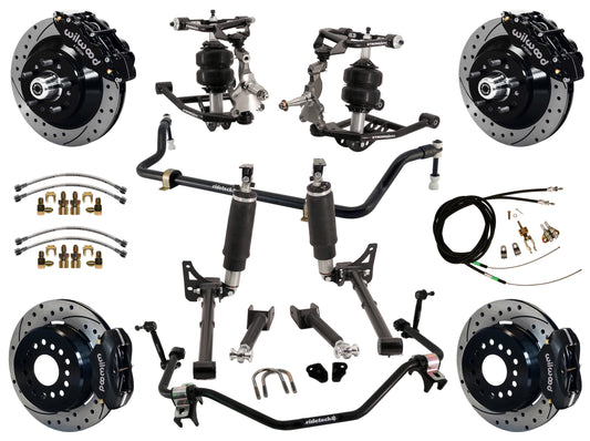 AIR RIDE SYSTEM,ARMS,BARS,WILWOOD 13"/12" DRILLED BRAKES,BLACK CALIPERS,68-72 A