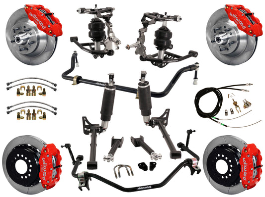 AIR RIDE SYSTEM,ARMS,BARS,WILWOOD 13" BRAKES,RED CALIPERS,68-72 GM A-BODY