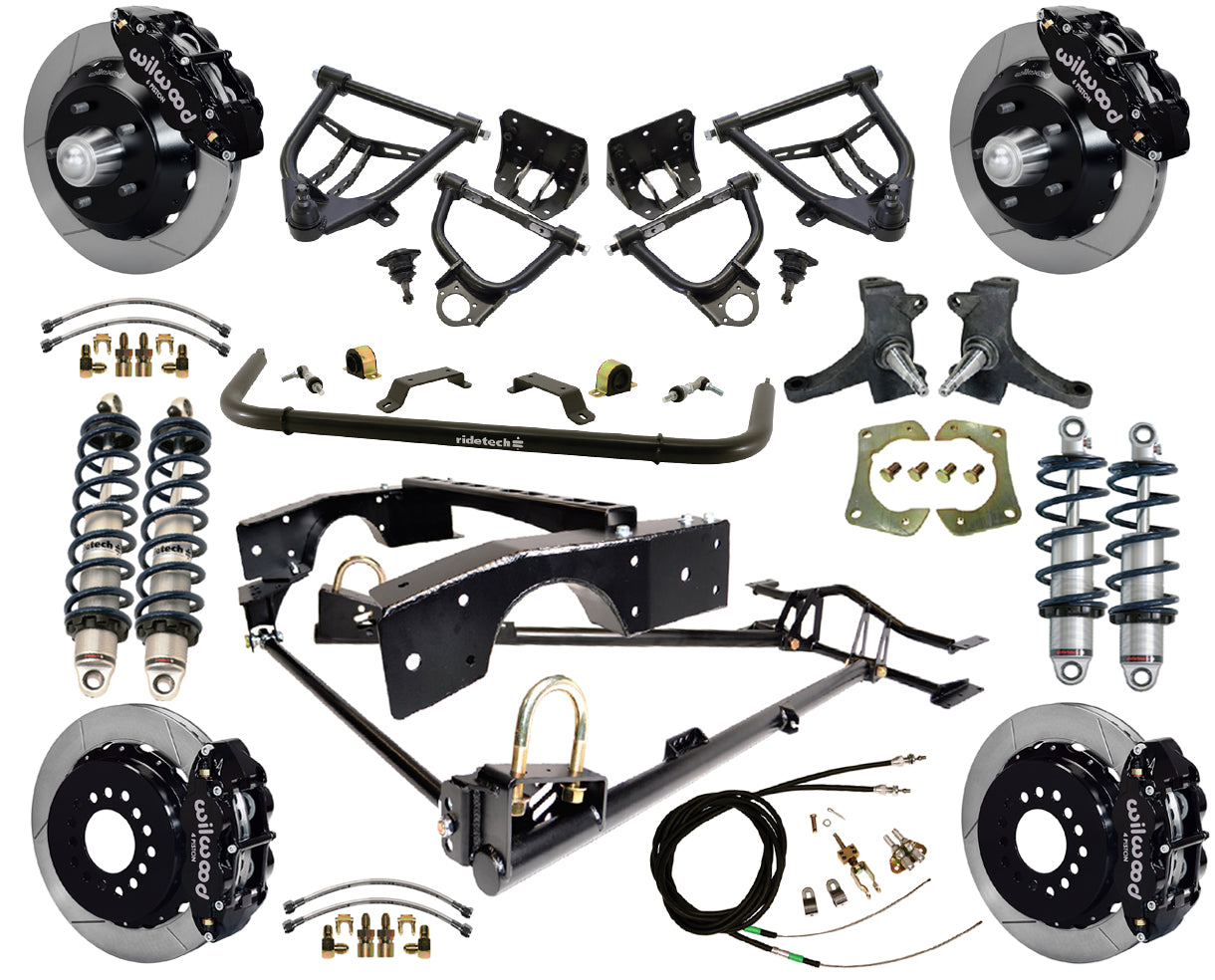 COILOVER & ARMS,WILWOOD 13" BRAKES,63-70,BLACK