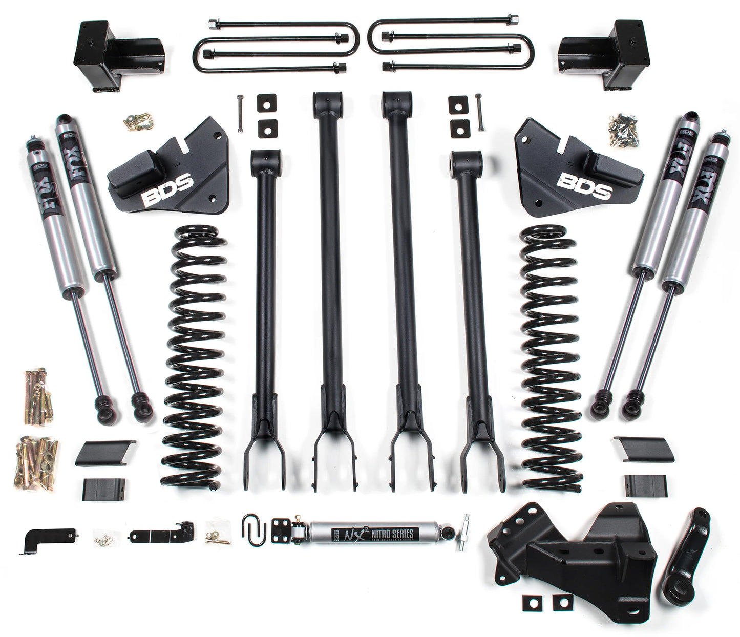 BDS 2017-2019 F250/F350 4WD DIESEL 3-LEAF 4" 4-LINK LIFT KIT,FOX 2.0 SHOCKS