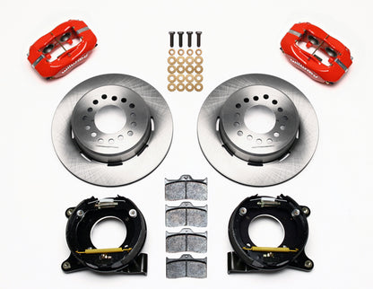 73-87 CHEVY C10 FULL DISC BRAKE KIT & RIDETECH SPINDLES,13"/12" ROTORS,RED CALIP