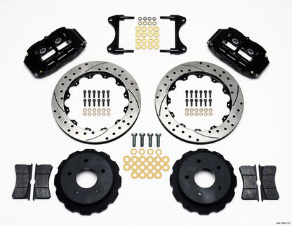 1965-1982 CORVETTE C2,C3 DISC BRAKE KIT,REAR,13" DRILLED ROTORS,4 PISTON,BLACK