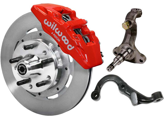 67-69 GM F FRONT DISC BRAKE KIT,STOCK SPINDLES,ARMS,6 PISTON,12" ROTORS,RED