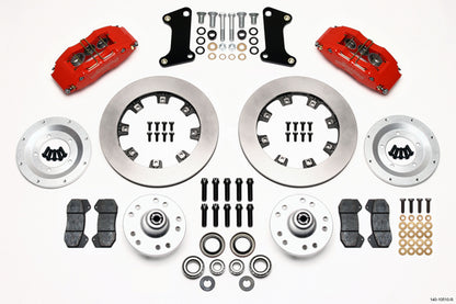 64-74 GM FRONT DISC BRAKE KIT,12.19" ROTORS,6 PISTON DYNAPRO RED CALIPERS