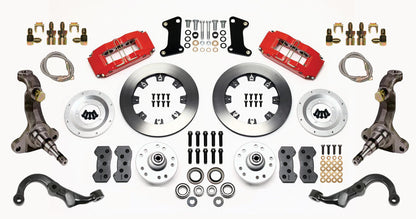 67-69 GM F FULL DISC BRAKE KIT,STOCK SPINDLES,ARMS,6 PIS. FRONT,12" ROTORS,RED