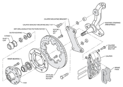 64-72 GM A FRONT DISC BRAKE KIT,2" DROP SPINDLES,ARMS,6 PISTON,12" DRILLED,BLACK