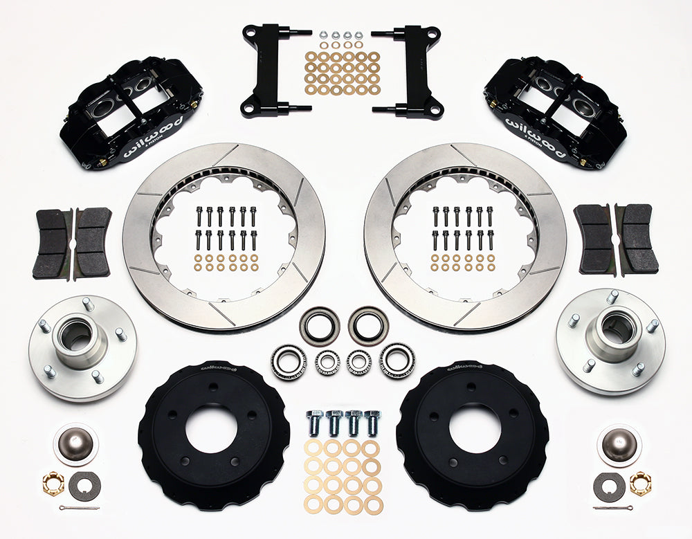 73-87 CHEVY C10 FULL DISC BRAKE KIT & RIDETECH SPINDLES,13"/12" ROTORS,BLACK CAL