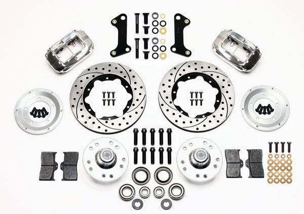 64-74 GM DISC BRAKE KIT,FRONT & REAR WITH LINES,11" DRILLED ROTORS,POLISHED CAL.