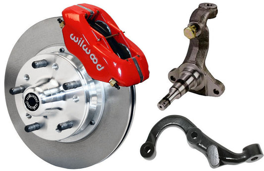 67-69 GM F-BODY FRONT DISC BRAKE KIT & STOCK SPINDLES & ARMS,11" ROTORS,RED
