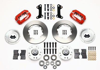 64-74 GM DISC BRAKE KIT,FRONT & REAR WITH LINES,11" ROTORS,RED CALIPERS