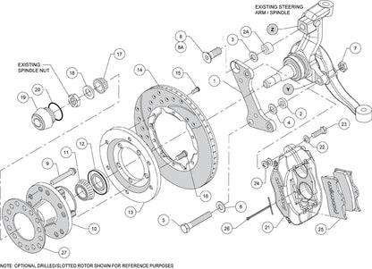 64-74 GM FRONT DISC BRAKE KIT,11" ROTORS,4 PISTON DYNALITE BLACK CALIPERS