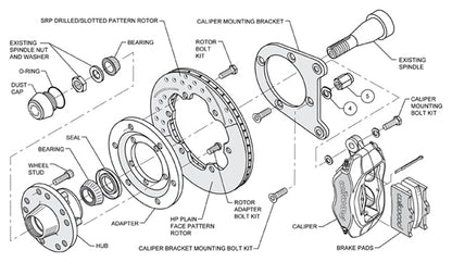 37-48 FORD KIT,FRONT,FDL,11" DRILLED ROTORS,POLISHED