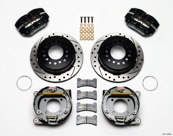 64-74 GM DISC BRAKE KIT,FRONT & REAR WITH LINES,11" DRILLED ROTORS,BLACK CALIPER
