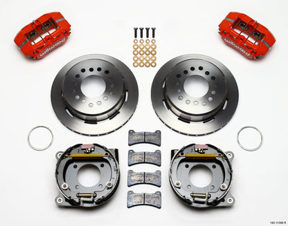 64-74 GM DISC BRAKE KIT,FRONT & REAR WITH LINES,11" ROTORS,RED CALIPERS