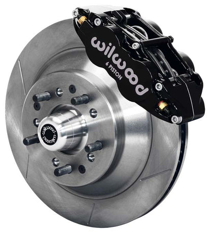 64-74 GM FRONT DISC BRAKE KIT,13" 1-PC. ROTORS,6 PISTON SUPERLITE BLACK CALIPERS