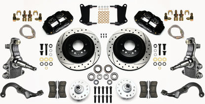 67-69 GM F-BODY FRONT DISC BRAKE KIT & 2" DROP SPINDLES & ARMS,13" DRILLED,BLACK