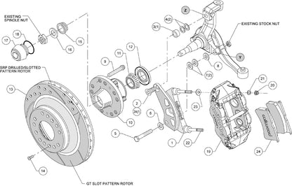 64-74 GM FRONT DISC BRAKE KIT,13" 1-PC. ROTORS,6 PISTON SUPERLITE BLACK CALIPERS