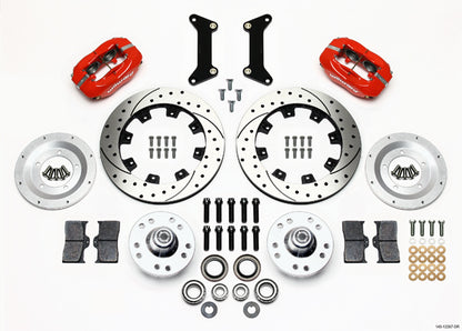 80-87 GM KIT,FRONT,FDL,12.19" DRILLED ROTORS,RED