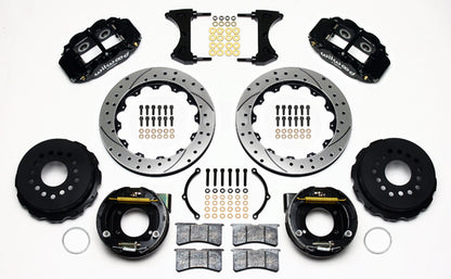 67-69 GM F-BODY FULL DISC BRAKE KIT & 2" DROP SPINDLES & ARMS,13" DRILLED,BLACK