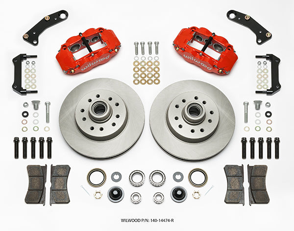 64-70 CHEVY C10 TRUCK FRONT DISC BRAKE KIT,11.86" ROTORS,6 PISTON RED CALIPERS