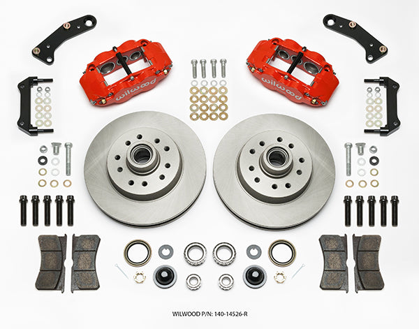 60-63 CHEVY C10 TRUCK FRONT DISC BRAKE KIT,11.86" ROTORS,6 PISTON RED CALIPERS