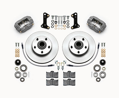 64-74 GM FRONT DISC BRAKE KIT,11" 1-PC. ROTORS,4 PISTON DYNALITE BLACK CALIPERS