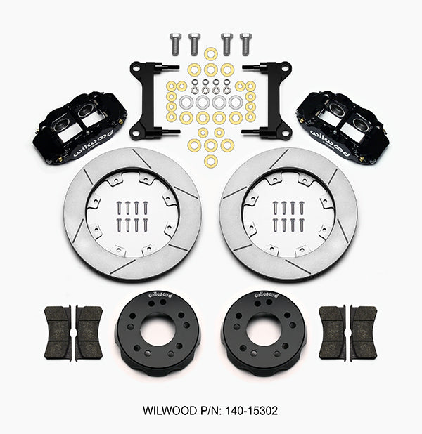 63-70 CHEVY C10 FULL DISC BRAKE KIT & WILWOOD ALUM DROP SPINDLES,12" ROTORS,BLCK