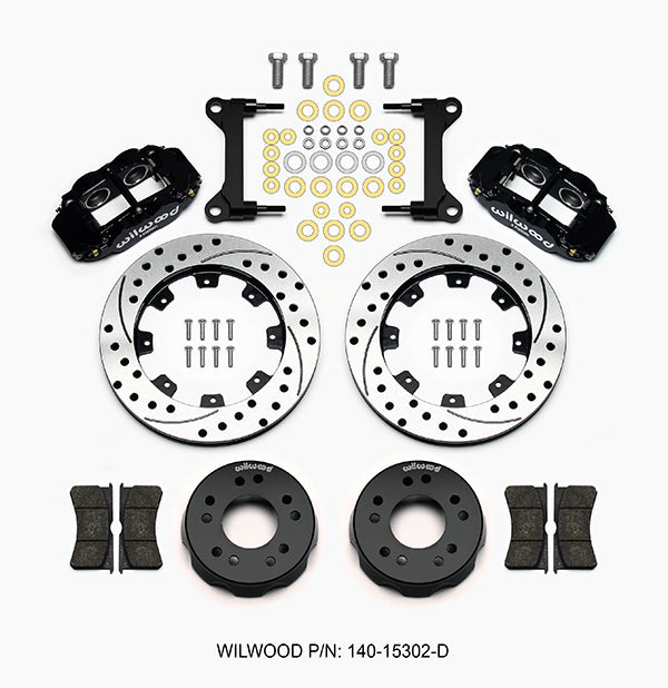 63-87 CHEVY C10 FRONT DISC BRAKE KIT FOR WILWOOD ALUM SPINDLES,12" DRILLED,BLACK