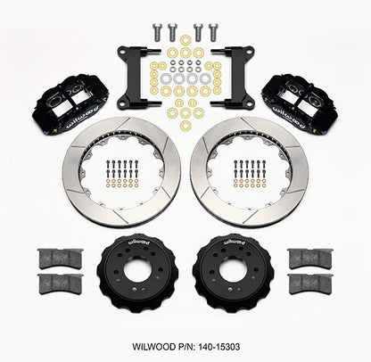 71-87 CHEVY C10 FULL DISC BRAKE KIT & WIL ALUM DROP SPINDLES,14"/13" ROTORS,BLCK