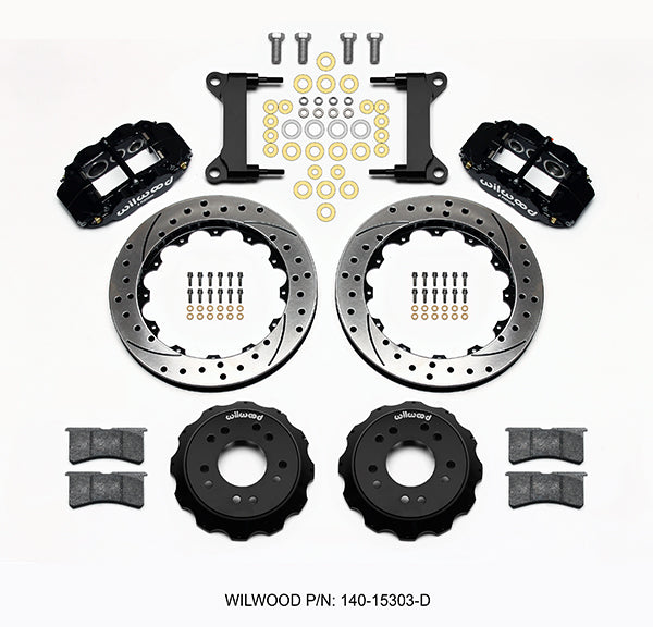 63-87 CHEVY C10 FRONT DISC BRAKE KIT FOR WILWOOD ALUM SPINDLES,13" DRILLED,BLACK