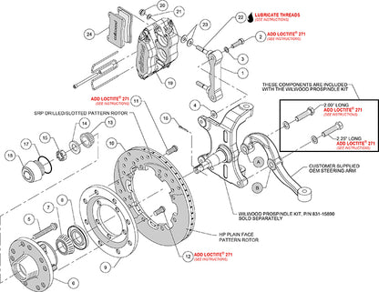 64-74 GM FRONT DISC BRAKE KIT FOR WILWOOD PRO SPINDLES,11.75" ROTORS,RED