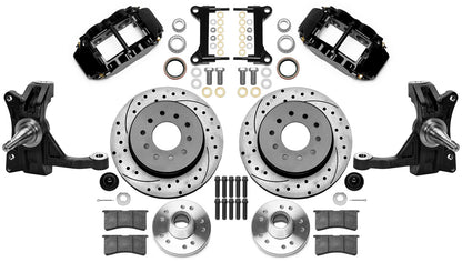 63-70 CHEVY C10 FRONT DISC BRAKE KIT & WILWOOD IRON DROP SPINDLES,12" DRILL,BLCK