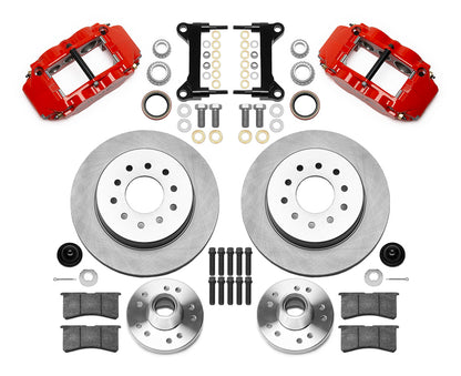 63-87 CHEVY C10 FRONT DISC BRAKE KIT FOR WILWOOD IRON SPINDLES,12" ROTORS,RED