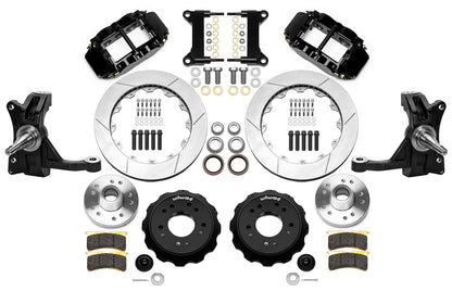 63-70 CHEVY C10 FRONT DISC BRAKE KIT & WILWOOD IRON DROP SPINDLES,13" ROTORS,BLK