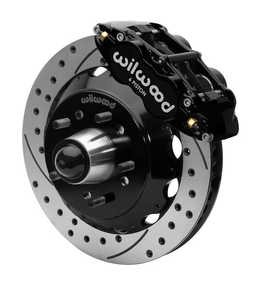 63-87 CHEVY C10 FRONT DISC BRAKE KIT FOR WILWOOD IRON SPINDLES,13" DRILLED,BLACK