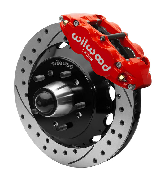 63-87 CHEVY C10 FRONT DISC BRAKE KIT FOR WILWOOD IRON SPINDLES,13" DRILLED,RED